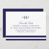 faire-part de mariage avec monogramme de la marine (Devant / Derrière)