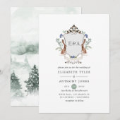 Faire-part de mariage avec monogramme de laurier d (Devant / Derrière)