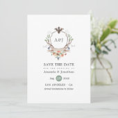 Faire-part de mariage avec monogramme de laurier d (Debout devant)