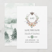 Faire-part de mariage avec monogramme de laurier d (Devant / Derrière)