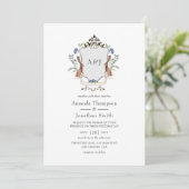 Faire-part de mariage avec monogramme de laurier d (Debout devant)