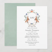 Faire-part de mariage avec monogramme de laurier d (Devant / Derrière)