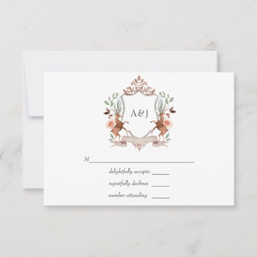 Faire-part de mariage avec monogramme de laurier d (Devant)