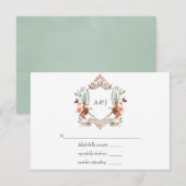 Faire-part de mariage avec monogramme de laurier d (Devant / Derrière)