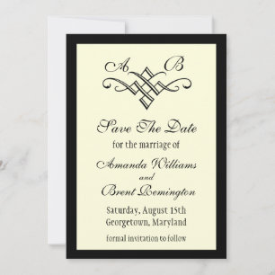 Faire-part de mariage avec monogramme en blanc cas