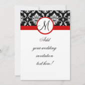 Faire-part de mariage avec monogramme rouge damass (Dos)