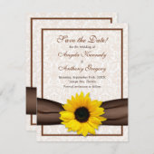 Faire-part de mariage avec motif floral de damas t (Devant / Derrière)