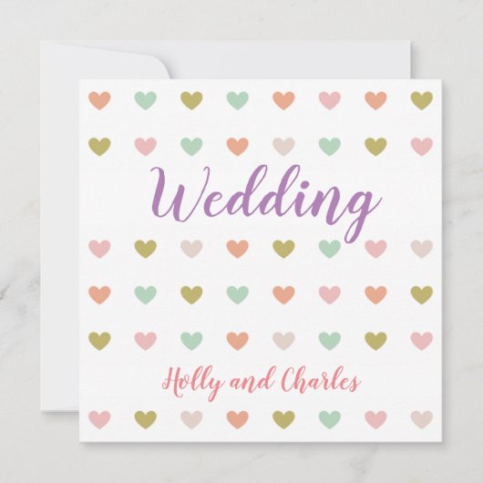 Faire-part de mariage avec Motif Pastel Hearts (Devant)