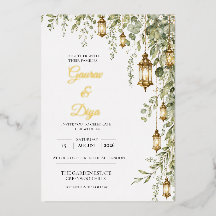 Faire-part de mariage avec noms en feuille d'or