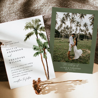 Faire-Part de Mariage avec Palmier Tropical Photo 