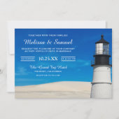 Faire-part de mariage avec phare et sable blanc de (Devant)