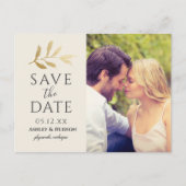 Faire-part de mariage avec photo de branche dorée (Devant)