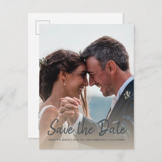 Faire-part de mariage avec photo de fiançailles en (Devant / Derrière)