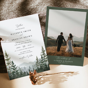 Faire-part de mariage avec photo de fond de forêt