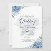 Faire-part de mariage avec photo de l'hortensia bl (Devant)