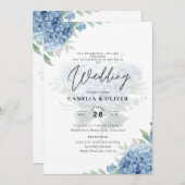 Faire-part de mariage avec photo de l'hortensia bl (Devant / Derrière)