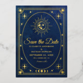 Faire-part de mariage avec photo de tarot Bleu Cél (Recto)