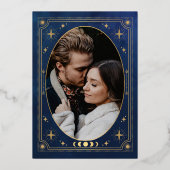 Faire-part de mariage avec photo de tarot Bleu Cél (Verso)