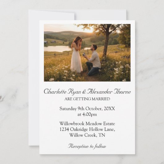 Faire-part de mariage avec photo éditable moderne (Devant)