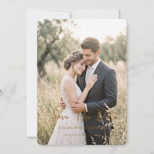 Faire-part de mariage avec photo en écriture moder (Devant)