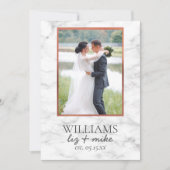 Faire-part de mariage avec photo en marbre de cuiv (Devant)