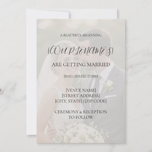 Faire-part de mariage avec photo en surimpression  (Devant)