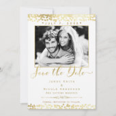 Faire-part de mariage avec photo et confettis blan (Devant)