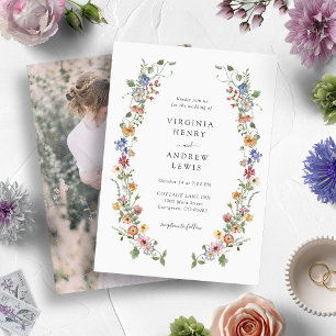 Faire-part de mariage avec photo florale vintage