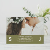 Faire-part de mariage avec photo moderne et initia (Debout devant)