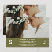 Faire-part de mariage avec photo moderne et initia (Devant / Derrière)