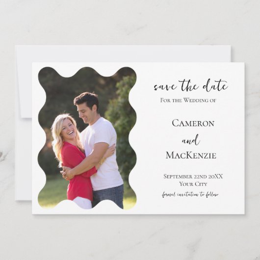 Faire-part de mariage avec photo ondulée moderne p (Devant)