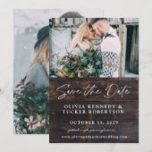 Faire-part de mariage avec photo sur bois (Devant / Derrière)