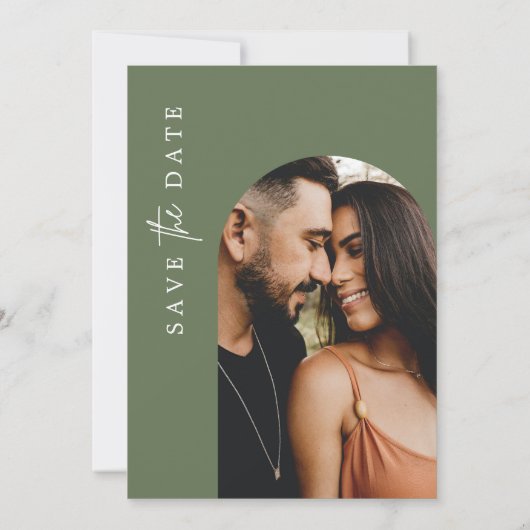 Faire-part de mariage avec photo vert forêt (Dos)