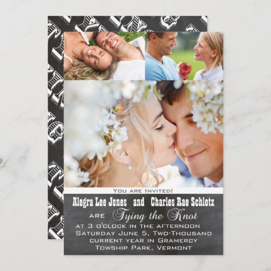 Faire-Part de Mariage avec Photographie et Typogra (Devant / Derrière)