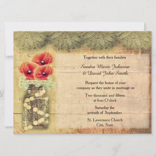 Faire-Part de Mariage avec Pot Mason Antique et Co (Devant)