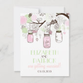 Faire-part de mariage avec pots Mason verts menthe (Dos)