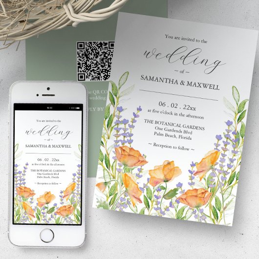 Faire-part de Mariage avec QR Code Floral Unique