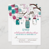 Faire-part de mariage avec réponse Sangria & Teal (Devant / Derrière)