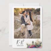 Faire-part de mariage avec rose foncé et fleurs bl (Dos)