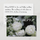Faire-part de mariage avec roses blanches et RSVP (Devant / Derrière)