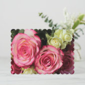 Faire-part de mariage Avec Roses Rose-Jaune (Debout devant)