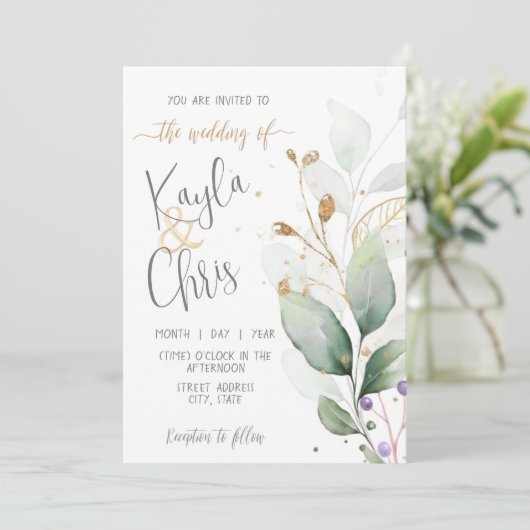 Faire-part de mariage avec RSVP de code QR (Debout devant)