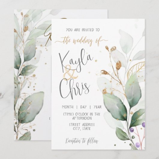 Faire-part de mariage avec RSVP de code QR (Devant / Derrière)