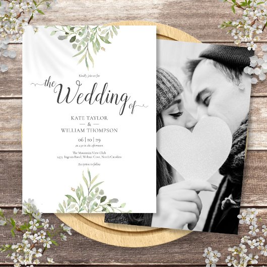 Faire-part de mariage avec script de photo de verd