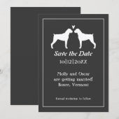 Faire-part de mariage avec silhouettes de chien Bo (Devant / Derrière)