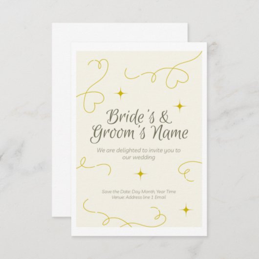 Faire-part de mariage avec suffisamment d'espace p (Devant / Derrière)