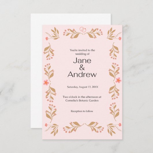 Faire-part de mariage avec suffisamment d'espace p (Devant / Derrière)