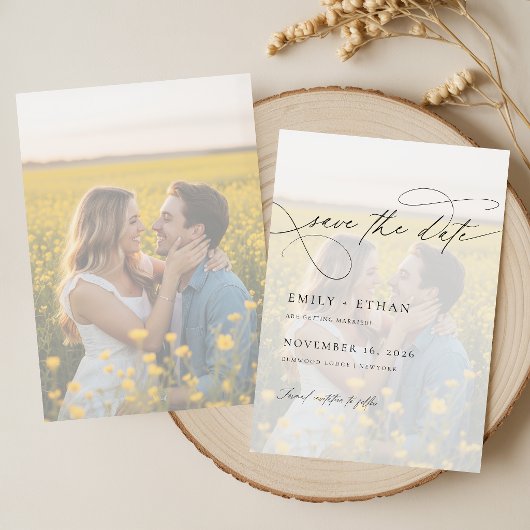 Faire-part de mariage avec superposition de callig