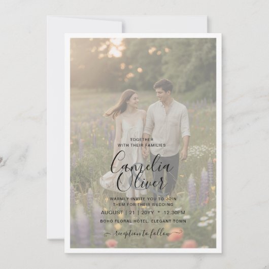 Faire-part de mariage avec superposition de photo (Devant)