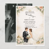 Faire-part de mariage avec superposition simple no (Devant / Derrière)